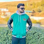 بامبر بیسبالی آستین چرم adidas سبز کد 60007 - Image 2