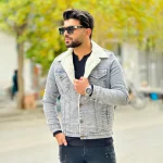 کت جین خزدار طوسی
