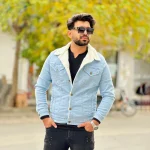 کت جین خزدار آبی روشن