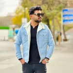 کت جین خزدار مردانه آبی روشن کد 12002 - Image 6