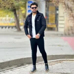کت جین خزدار مردانه مشکی کد 12000 - Image 2