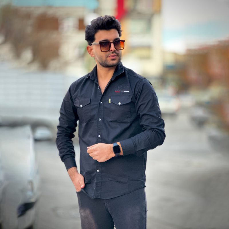 پیراهن کتان مشکی کد 4001 - Image 4