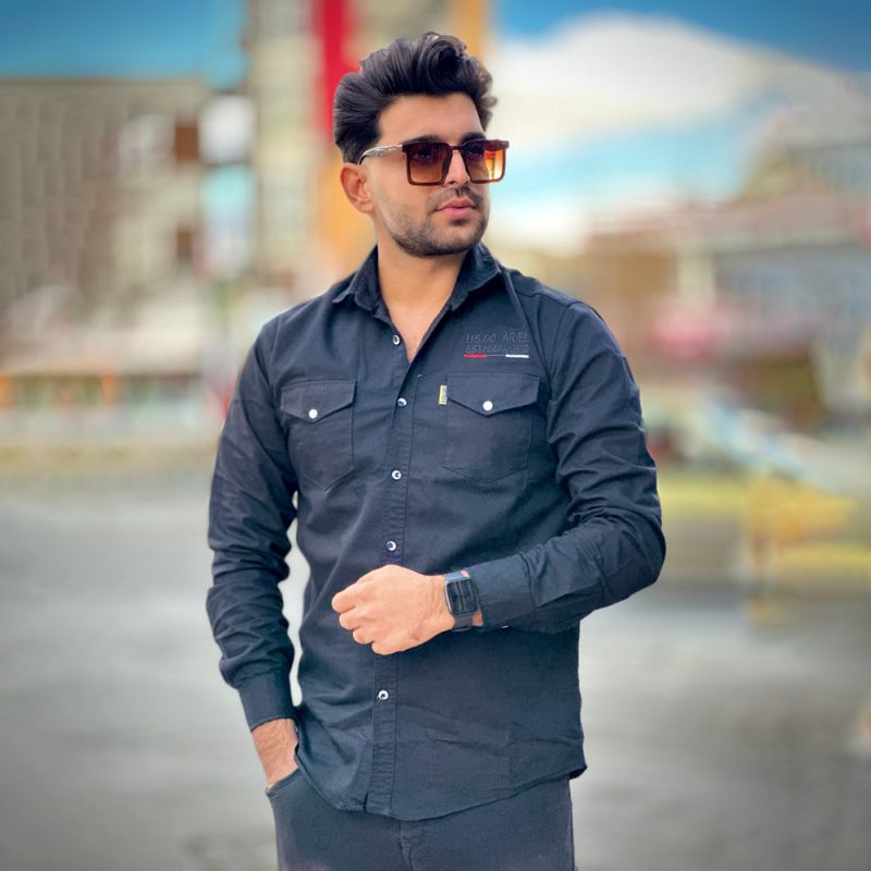 پیراهن کتان مشکی کد 4001 - Image 1