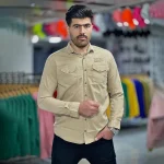 پیراهن کتان کرم کد 4007