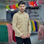 پیراهن کتان کرم کد 4007 - Image 3
