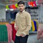 پیراهن کتان کرم کد 4007 - Image 2