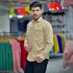 پیراهن کتان کرم کد 4007 - Image 2