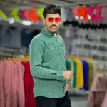 پیراهن کتان سبز تیره کد 4010