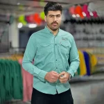 پیراهن کتان آبی کد 4009 - Image 4