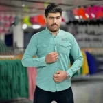 پیراهن کتان آبی کد 4009 - Image 2
