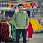 پیراهن کتان سبز کد 4003 - Image 2