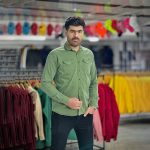 پیراهن کتان سبز کد 4003