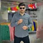 پیراهن کتان طوسی سیر کد 4004 - Image 5