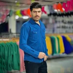 پیراهن کتان آبی کد 4006 - Image 3