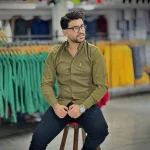پیراهن بنگال کش سبز زیتونی کد 4015 - Image 3