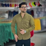 پیراهن بنگال کش سبز زیتونی کد 4015