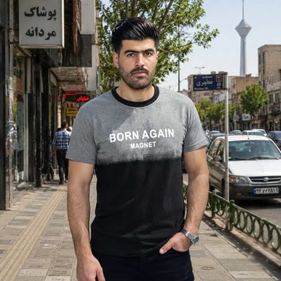 تیشرت پنبه طرح BORN AGAIN کد 1046